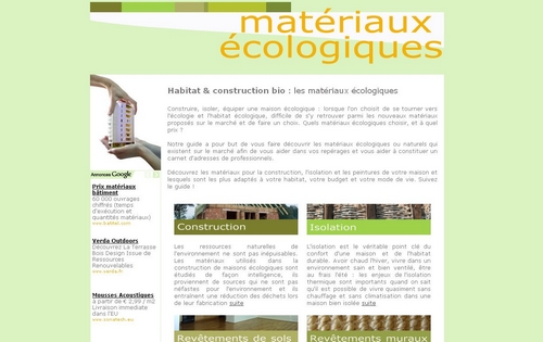 Le site Matériaux écologiques.